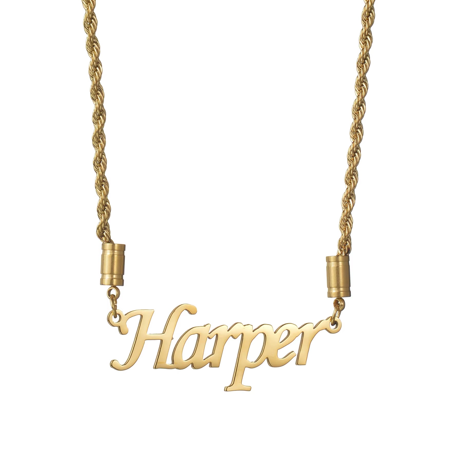 Elegant gold chain necklace highlighting the secure clasp.