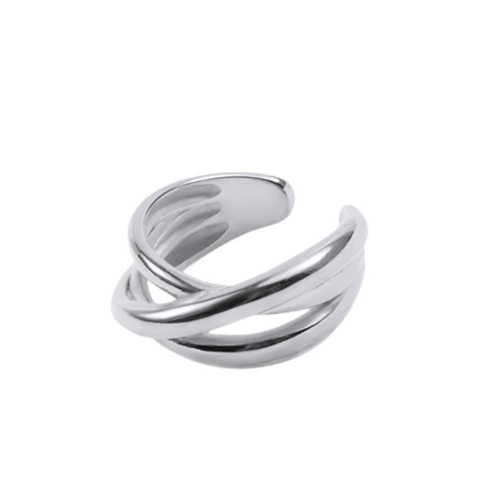 Gold intertwined ring with elegant minimalist design.