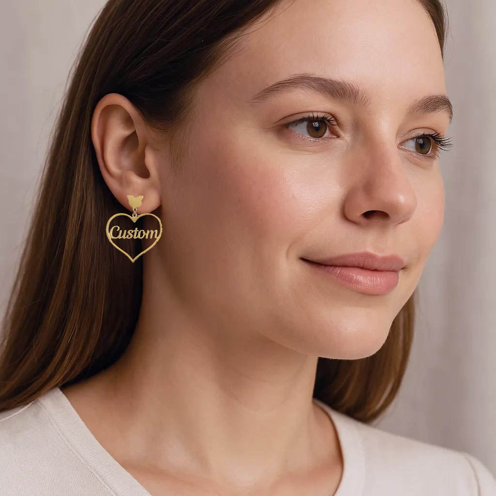 Elegant gold earrings with customizable script design