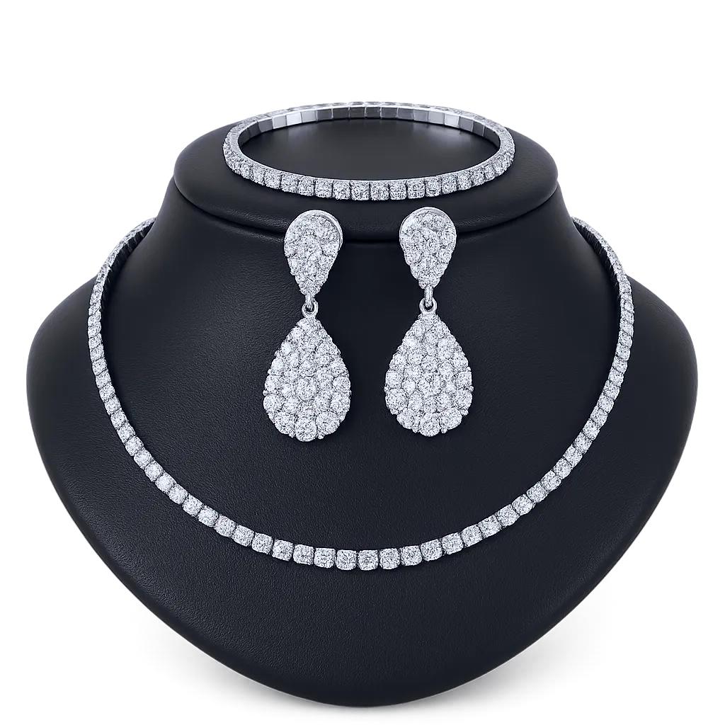 Sparkling rhinestone bracelet with simulated silver finish