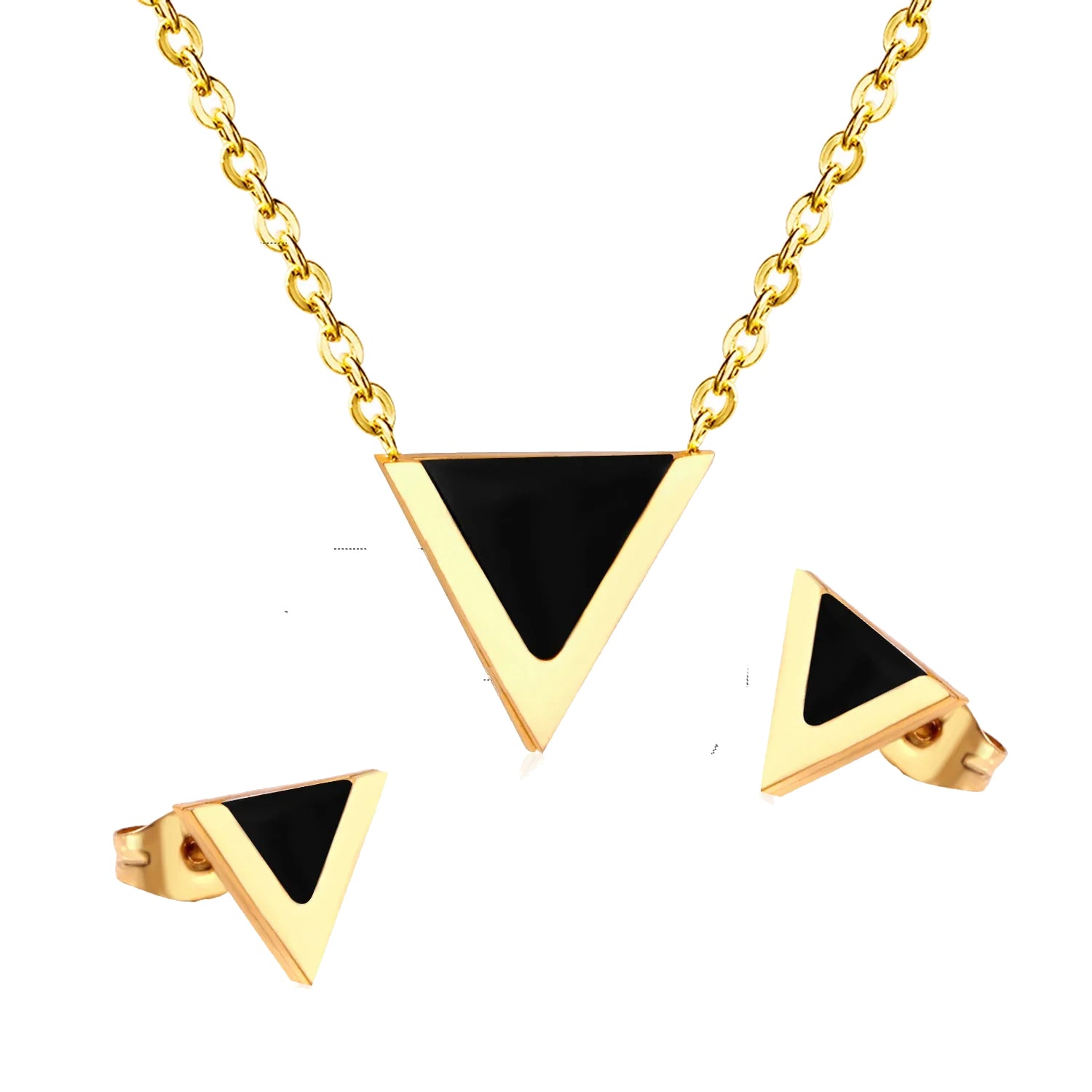 GeoGlow: Modern Stainless Steel Jewelry Set
