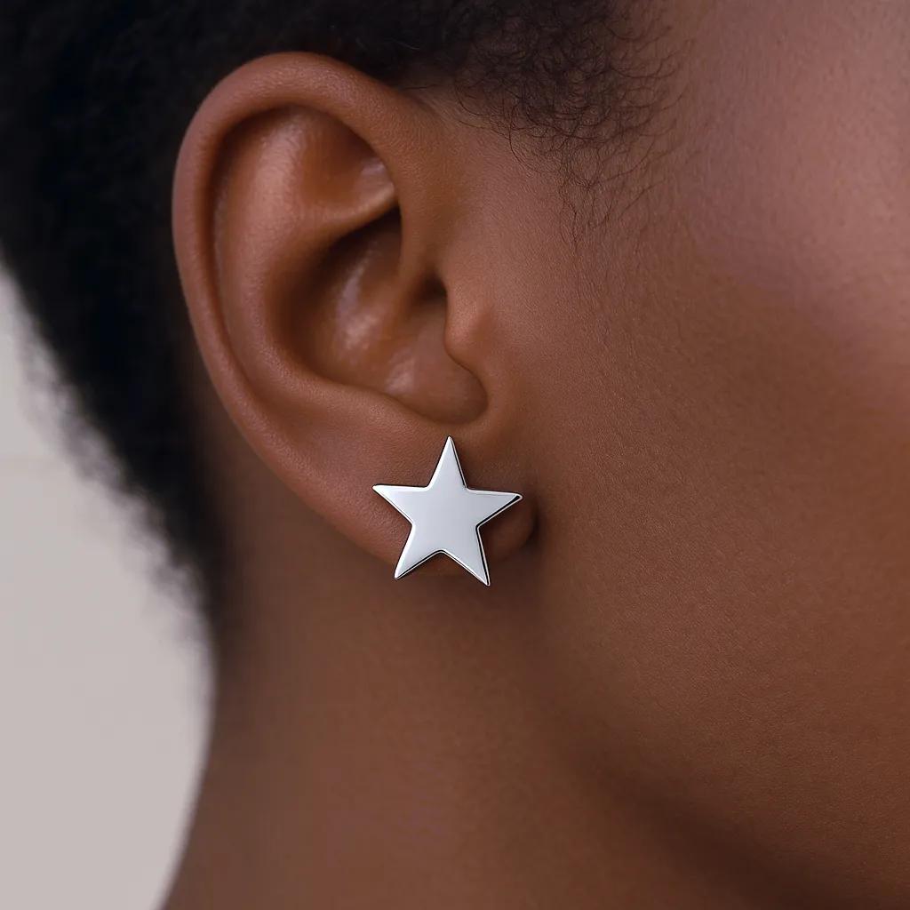 star stainless steel stud earrings in colorful and gold tones, unisex design