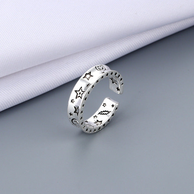 Fashion Personality Thai Silver Ring Female Simple Retro