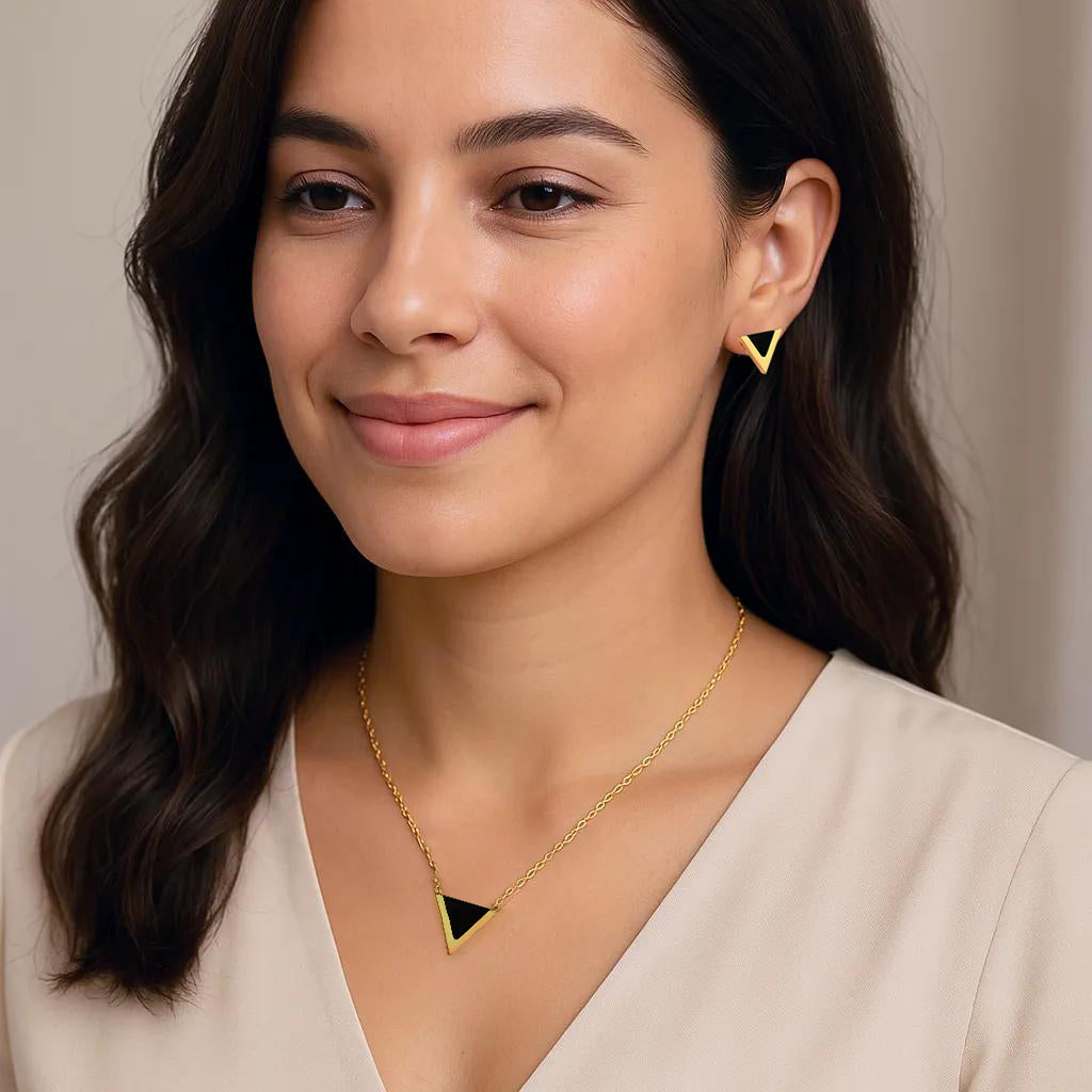 GeoGlow: Modern Stainless Steel Jewelry Set