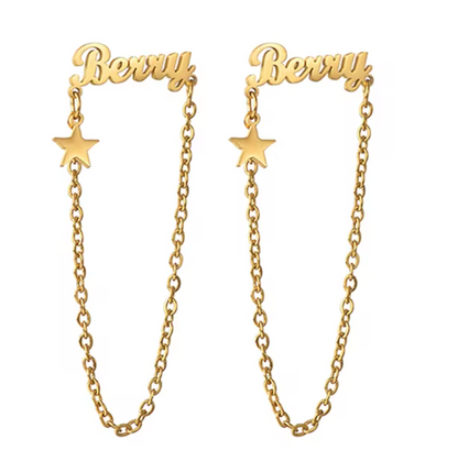 Personalized Custom Name Star chain Stud Earrings