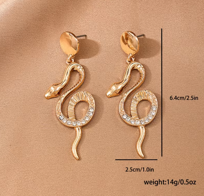 Wind Snake Shape Inlaid Zircon Earrings Women