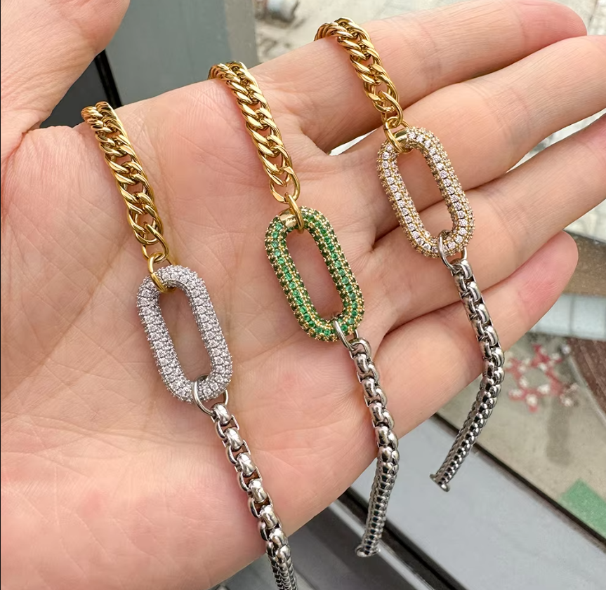 Two Tone Splicing Chain Zircon Bracelet