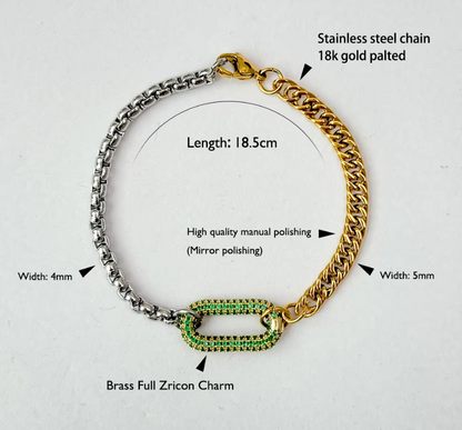 Two Tone Splicing Chain Zircon Bracelet