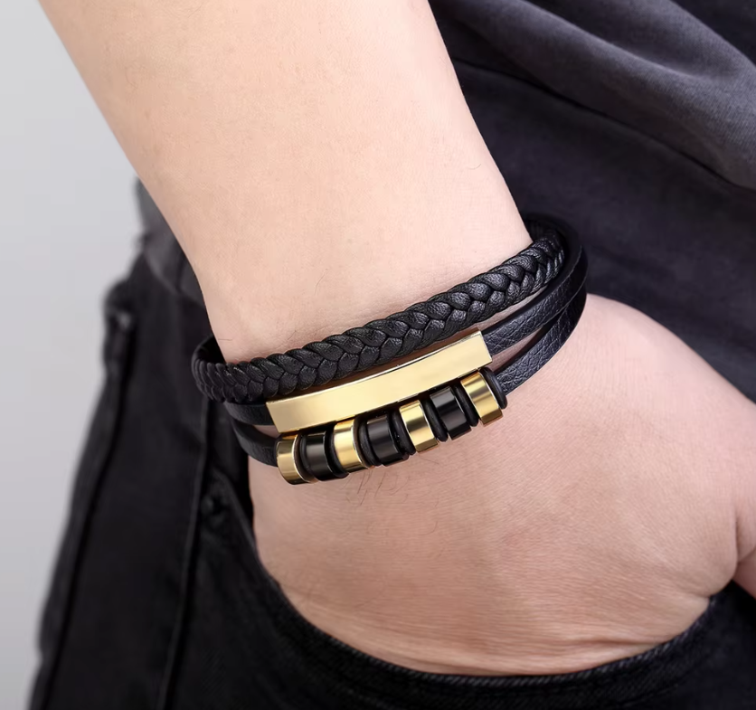 Fashion Leather Bracelet Stainless Steel Bracelet