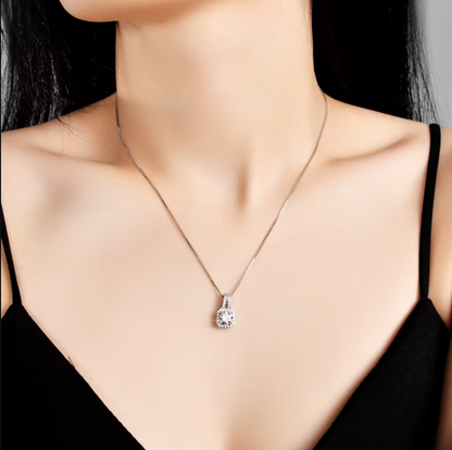 Radiant Spectrum Moissanite Pendant Necklace – 925 Sterling Silver Halo Charm.