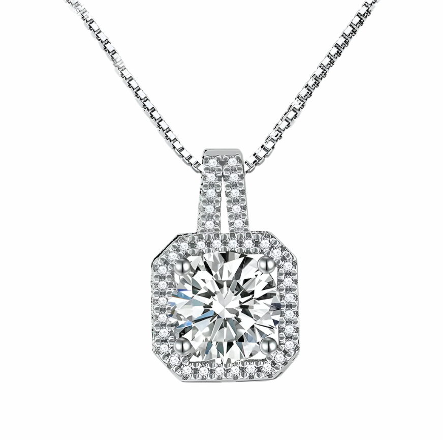 Pendant Necklace – 925 Sterling Silver Halo Charm