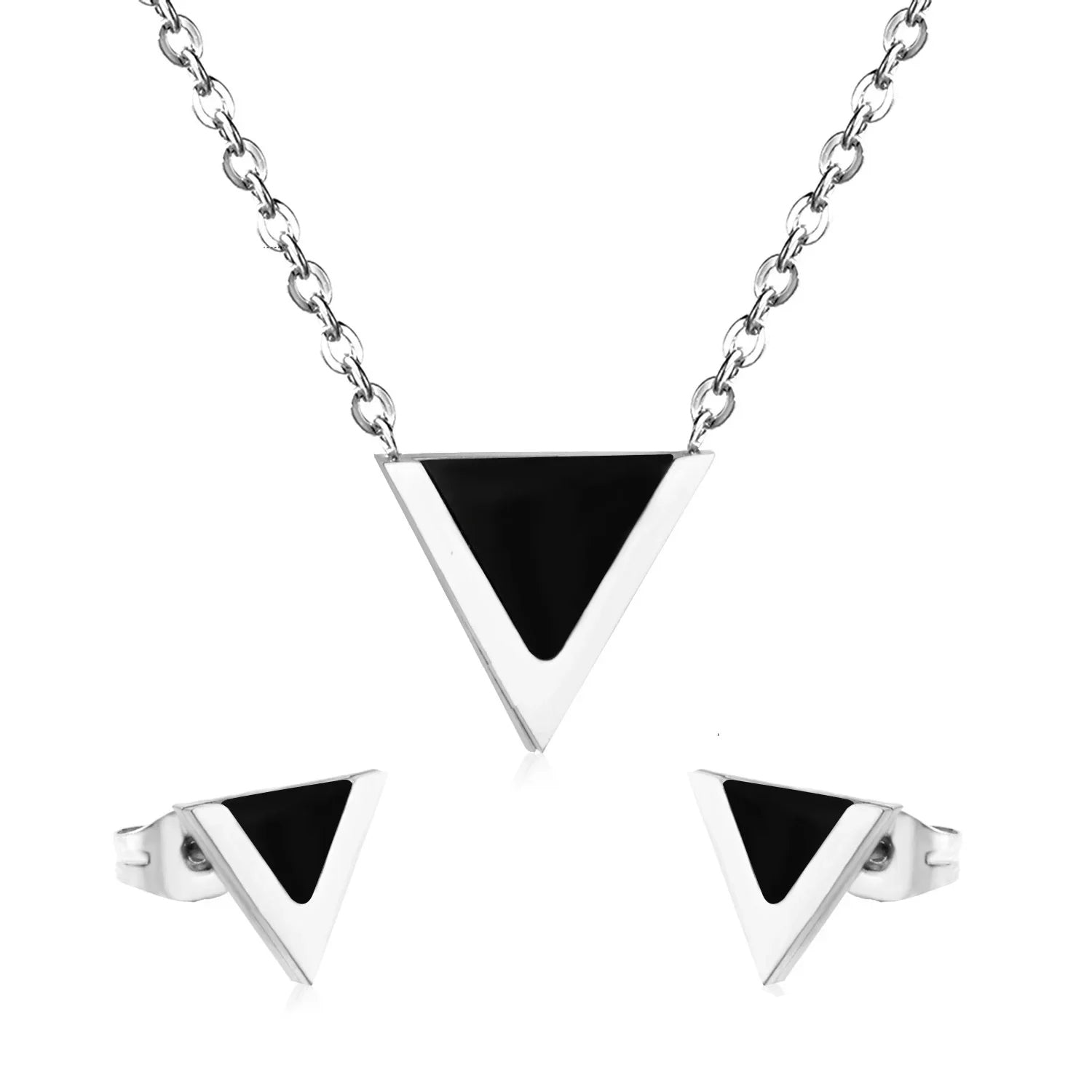GeoGlow: Modern Stainless Steel Jewelry Set
