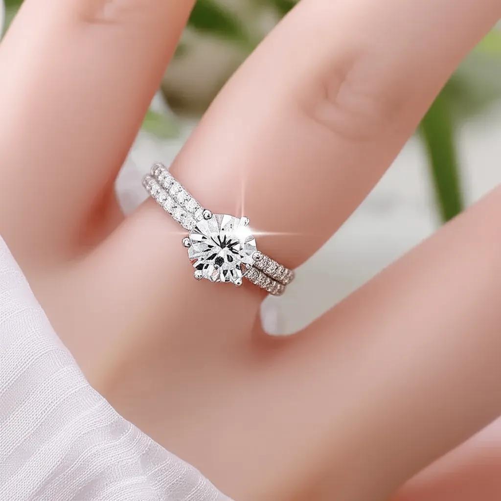 Moissanite Rings Promise Band Jewelry