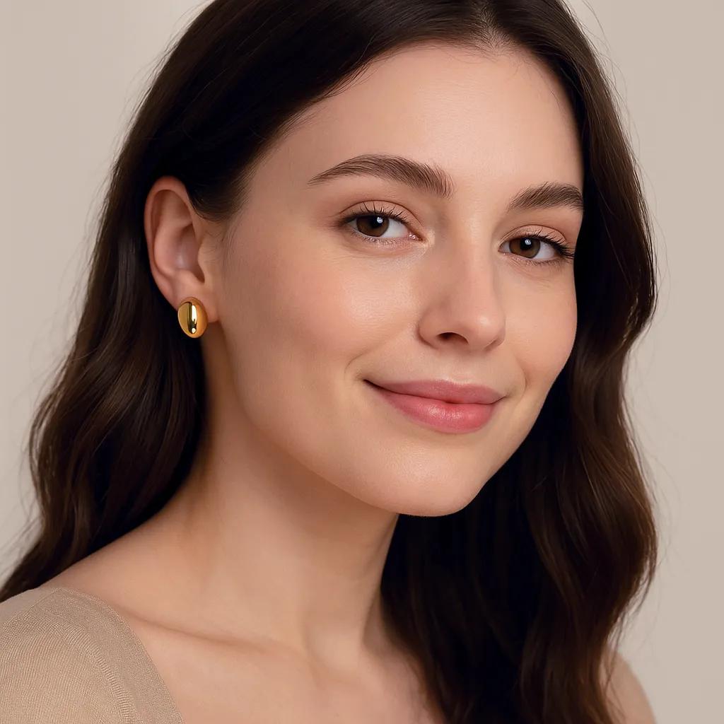 Golden Orb: Polished Oval Earrings