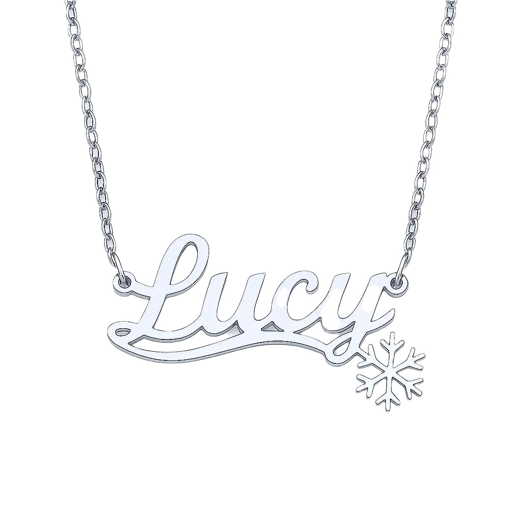 Minimalist jewelry featuring elegant script in silver