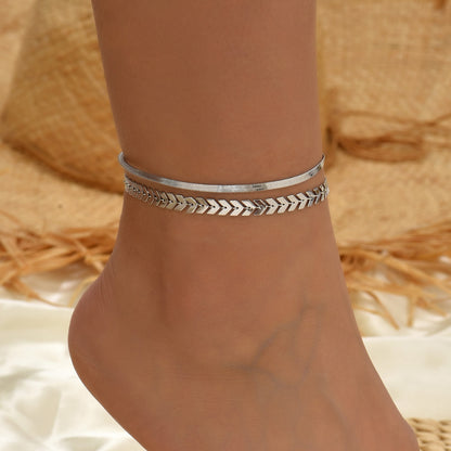 Snake Bones Chain Anklet Two-piece Set