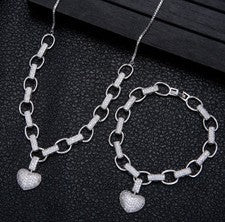 Heart-Shaped Necklace, Bracelet  and Set