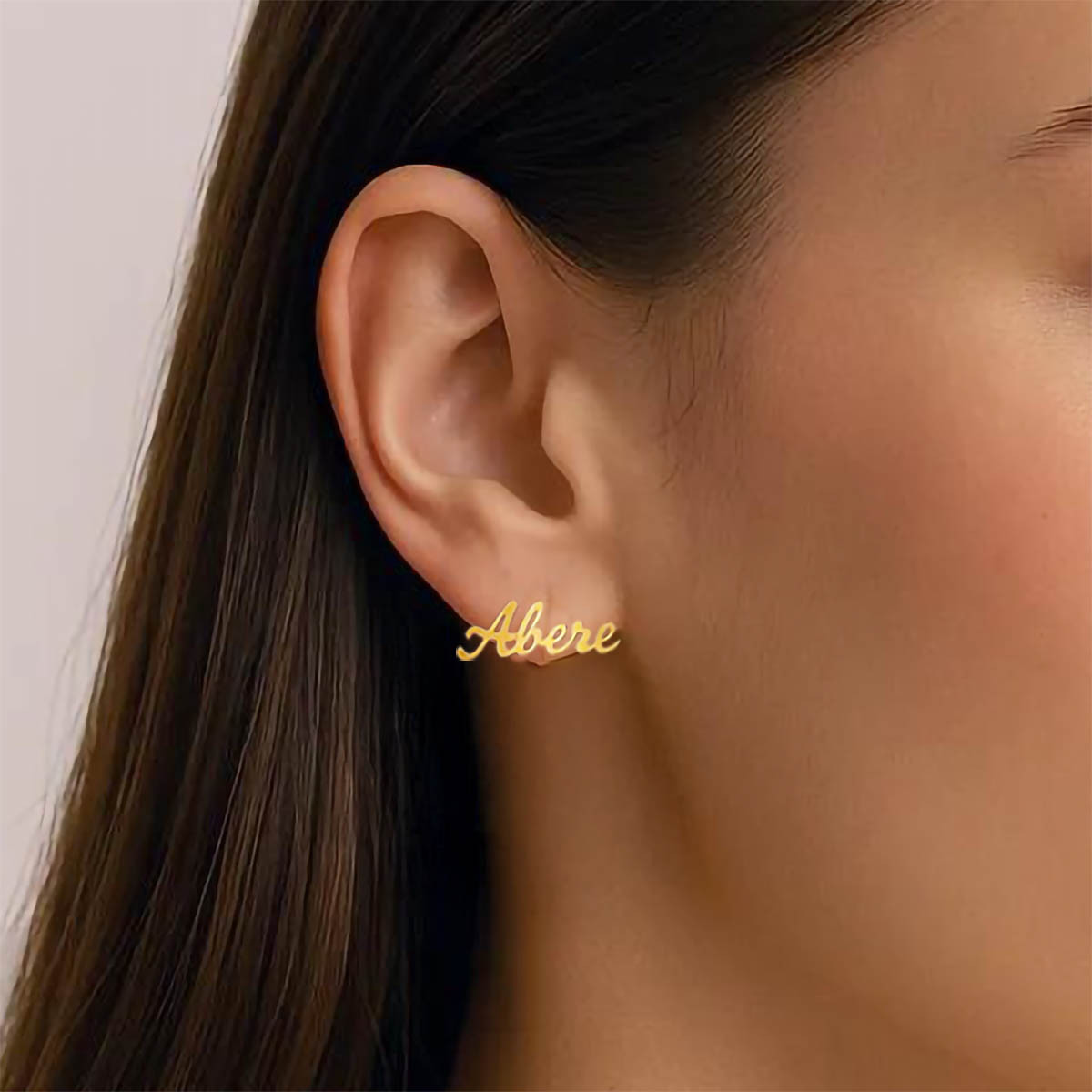 Elegant gold name earrings 
