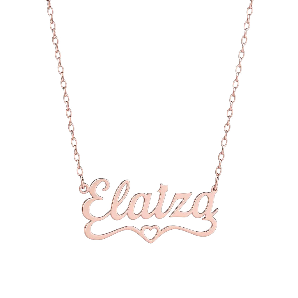 Stylish nameplate necklace in sleek  rose gold design