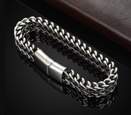 Braided Double Row Front and Back Fish Scale Magnetic Buckle Bracelet