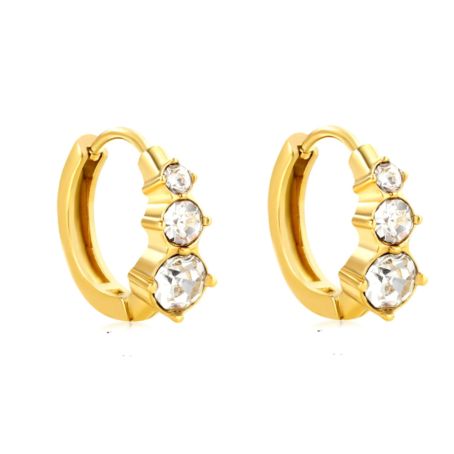 Clara Triple Crystal Huggie Earrings 