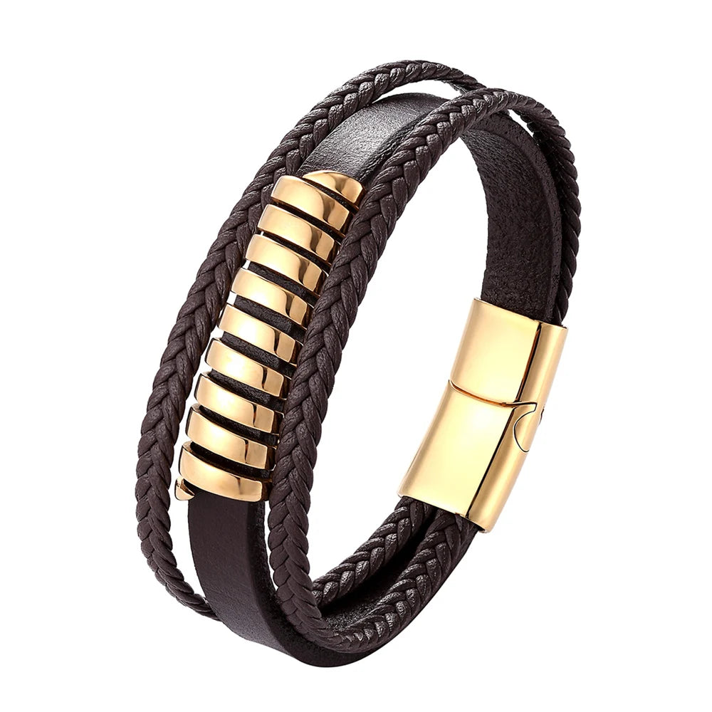 Multi-Layer Genuine Leather  Bracelet For Men.