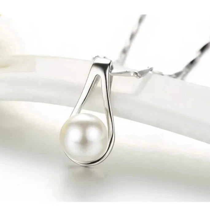 925 Sterling Silver Pendant Pearl  Necklace for Women Fine Jewelry.