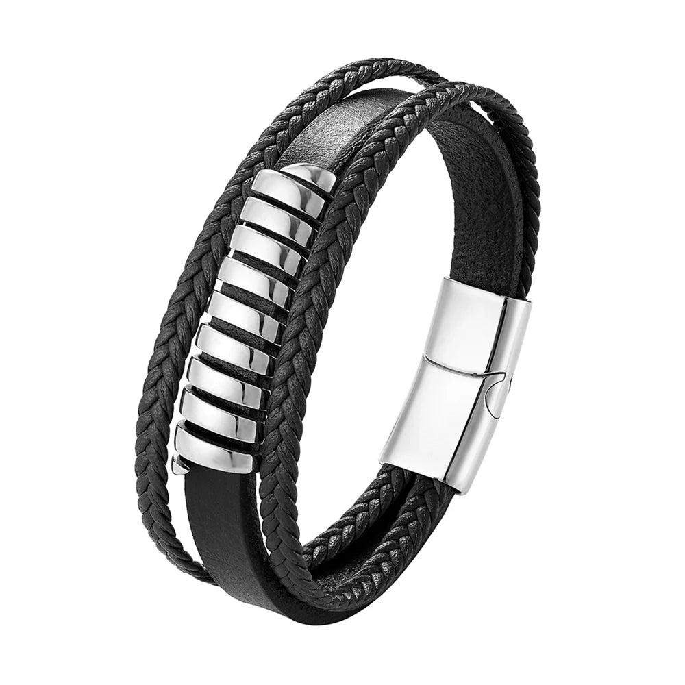 Multi-Layer Genuine Leather  Bracelet For Men.