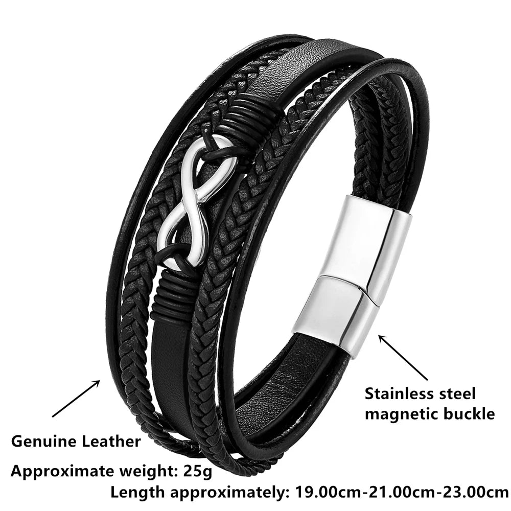 Multi-Layer Genuine Leather infinity Bracelet