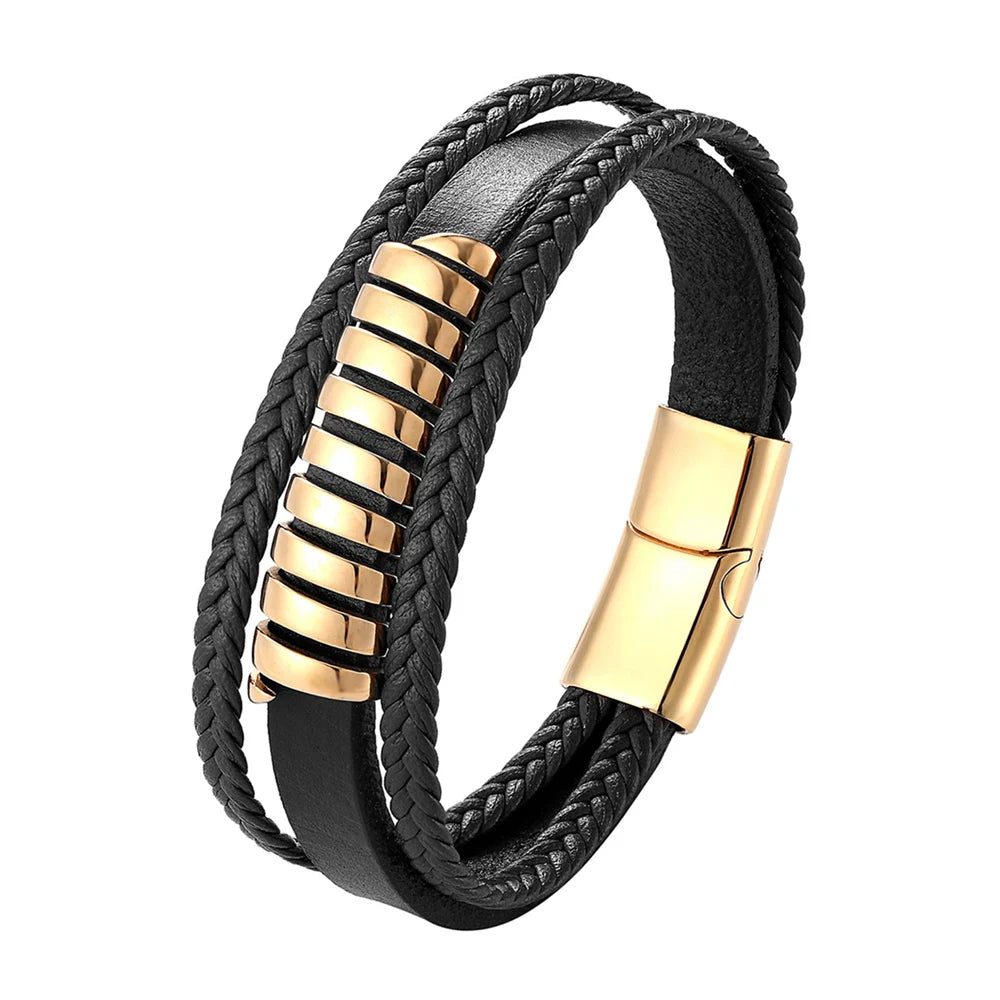Multi-Layer Genuine Leather  Bracelet For Men.