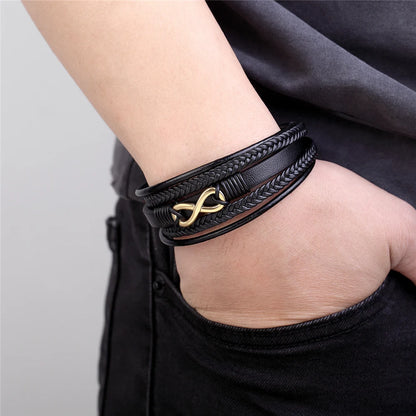 Multi-Layer Genuine Leather infinity Bracelet