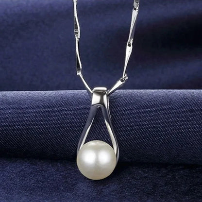 925 Sterling Silver Pendant Pearl  Necklace for Women Fine Jewelry.