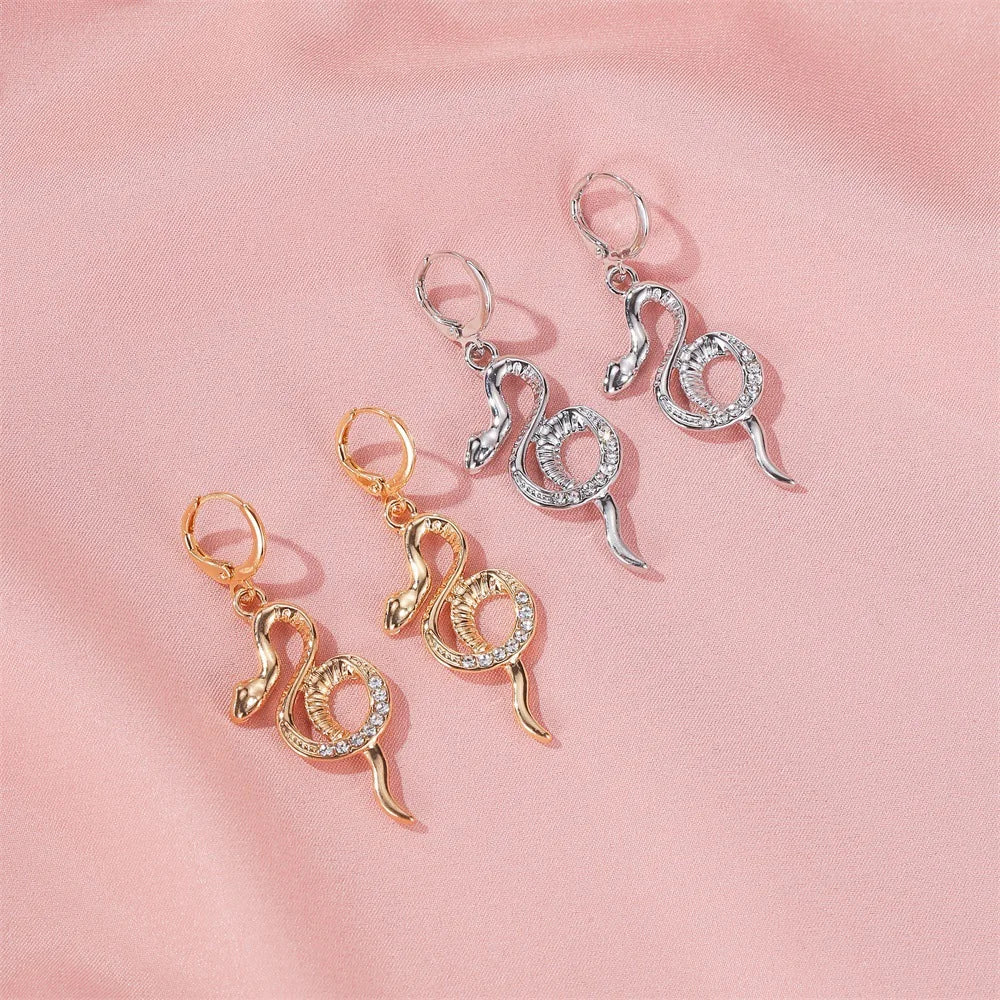 Wind Snake Shape Inlaid Zircon Earrings Women