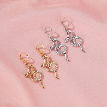 Wind Snake Shape Inlaid Zircon Earrings Women