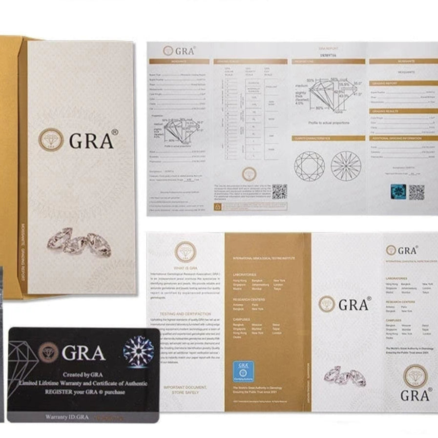 Ring presented in luxury gift box with GRA certificate visible