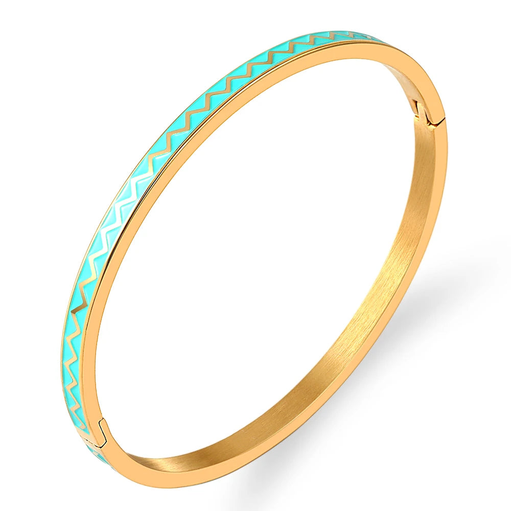 Azure Chevron Enamel Bangle