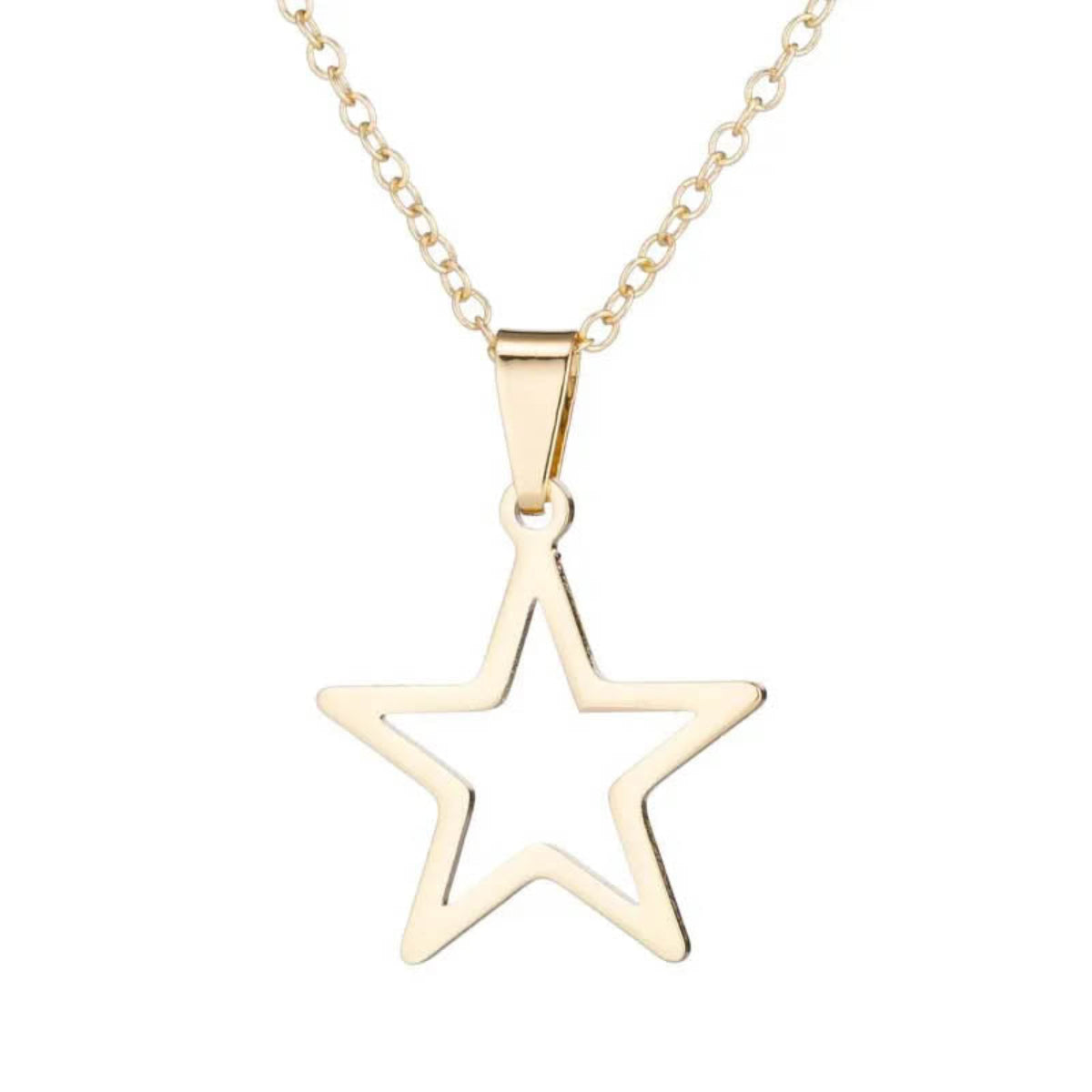 Star pendant necklace and earrings set – gold finish