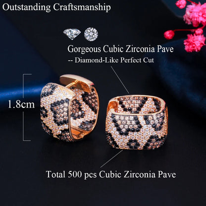 Luxury Leopard Square Cubic Zirconia Earrings