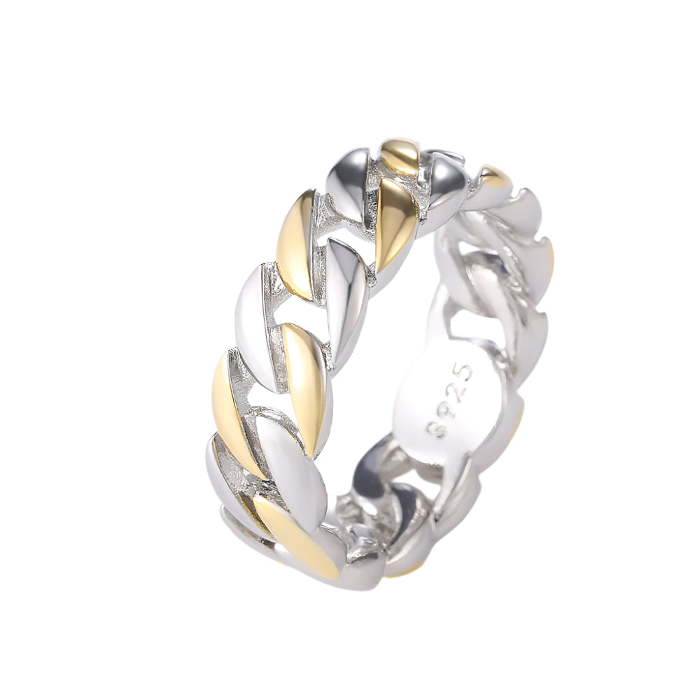 Sterling silver chain link ring, elegant and modern