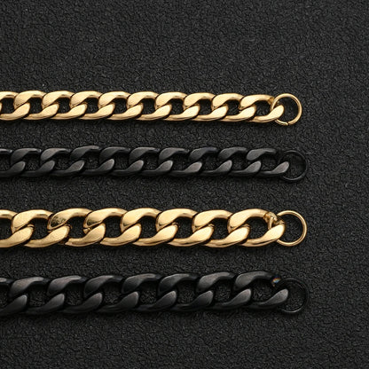 Gold Black Silver Color Cuban  Bracelet 0.23/0.31/0.39 in Length 7 in