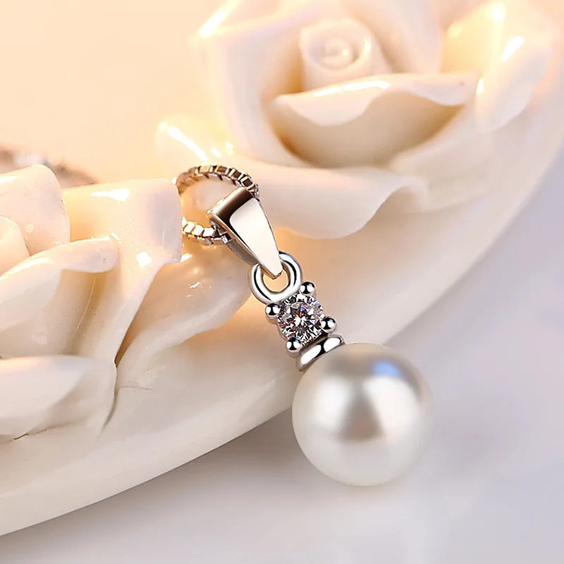 Silver Color  Necklace Drilling Of Zircon Pearls For Women Fine Jewelry.