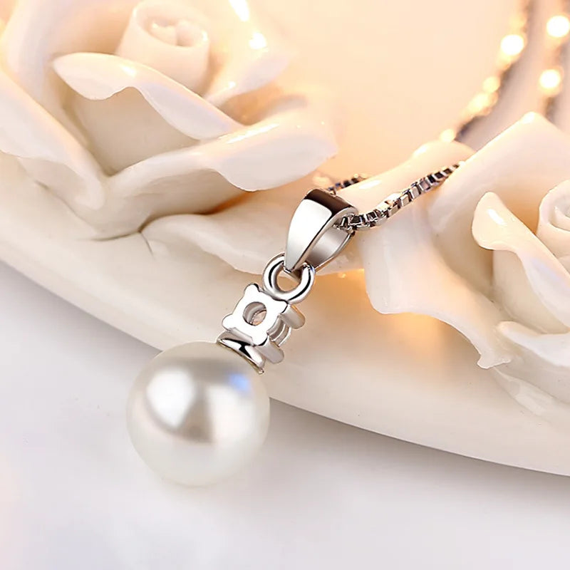 Silver Color  Necklace Drilling Of Zircon Pearls For Women Fine Jewelry.