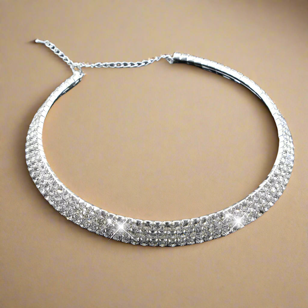 AINAMEISI Luxury Crystal Bridal Jewelry Sets Classic Rhinestone Necklace Earrings Bracelet Wedding Jewelry Set For Women.