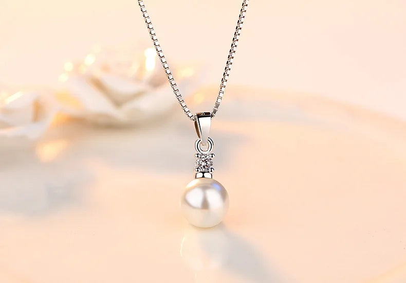 Silver Color  Necklace Drilling Of Zircon Pearls For Women Fine Jewelry.