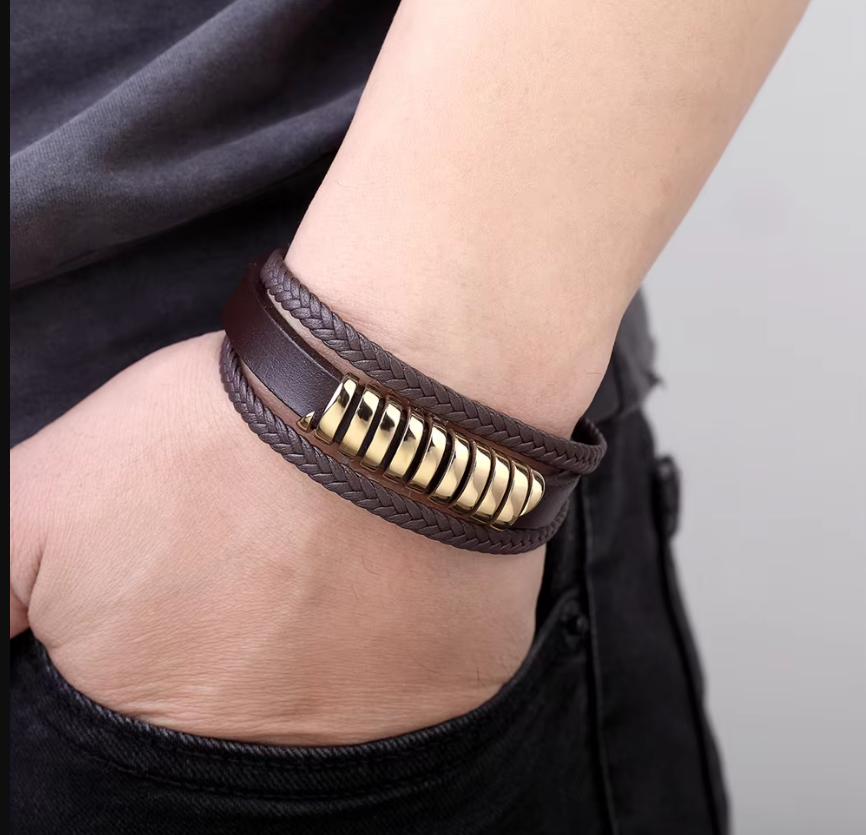 Multi-Layer Genuine Leather  Bracelet For Men