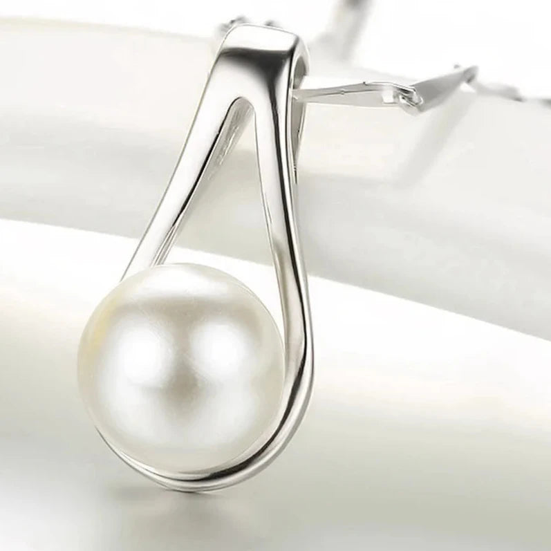 925 Sterling Silver Pendant Pearl  Necklace for Women Fine Jewelry.