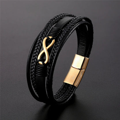 Multi-Layer Genuine Leather infinity Bracelet