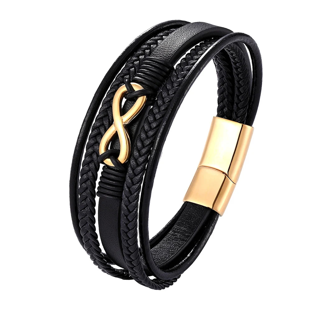 Multi-Layer Genuine Leather infinity Bracelet