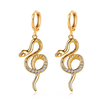 Wind Snake Shape Inlaid Zircon Earrings Women