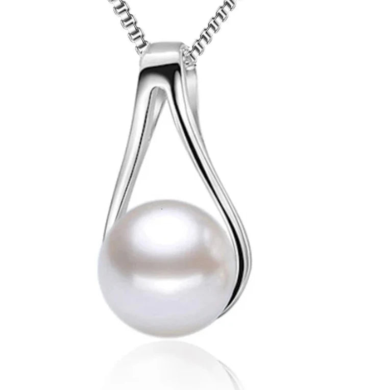 925 Sterling Silver Pendant Pearl  Necklace for Women Fine Jewelry.